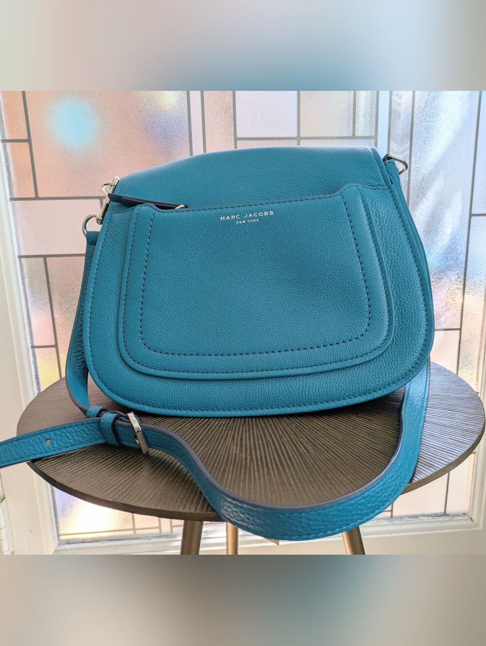 NWOT Marc JacobsEmpire City  Teal Blue Messenger Crossbody Sadle  Bag